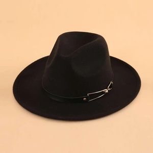 Bohemian Black Buckle belted Fedora Hat Minimalist